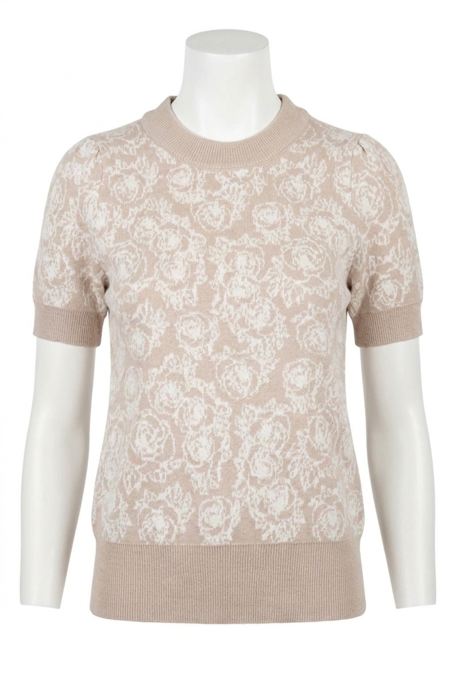 NEW AND THE WHY love you so short sleeve sweater in taupe